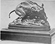 Asian Elephant crushing Tiger  From a bronze by Barye