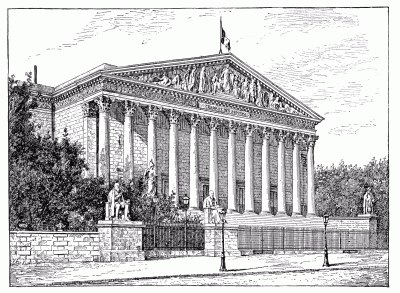 CHAMBER OF DEPUTIES. PALAIS DE BOURBON PERISTYLE FACING QUAI. DESIGNED BY GIRARDIN AND POSSET.