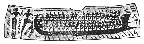 Archaic Greek bireme. About 800 B.C.