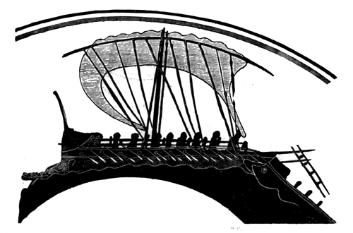 Greek bireme. About 500 B.C.