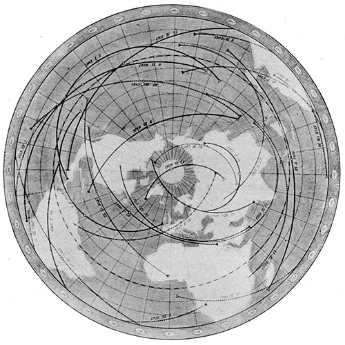 Fig. 36.—Central eclipses for the first two decades of the twentieth century. Oppolzer.