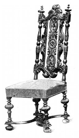 CHARLES II. OPEN HIGH-BACK OAK CHAIR.