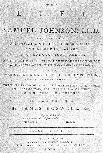 Facsimile of the Title Page of the First Edition of Boswell's "Life of Samuel Johnson"—This Has Proved to be the Most Popular Biography in the English Language