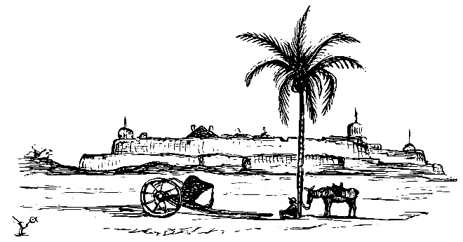 One of the Fortifications.—Sketched from the end of the Passeo, on a day hot enough to give anything but a donkey the brain fever.