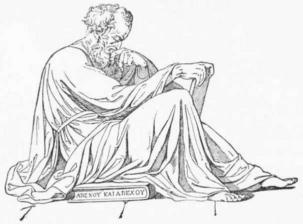 EPICTETUS, THE SLAVE. From a painting by Giuseppe Rossi.—Marcus Aurelius, on the throne of Europe and two parts of our hemisphere, did not think otherwise than the slave Epictetus.