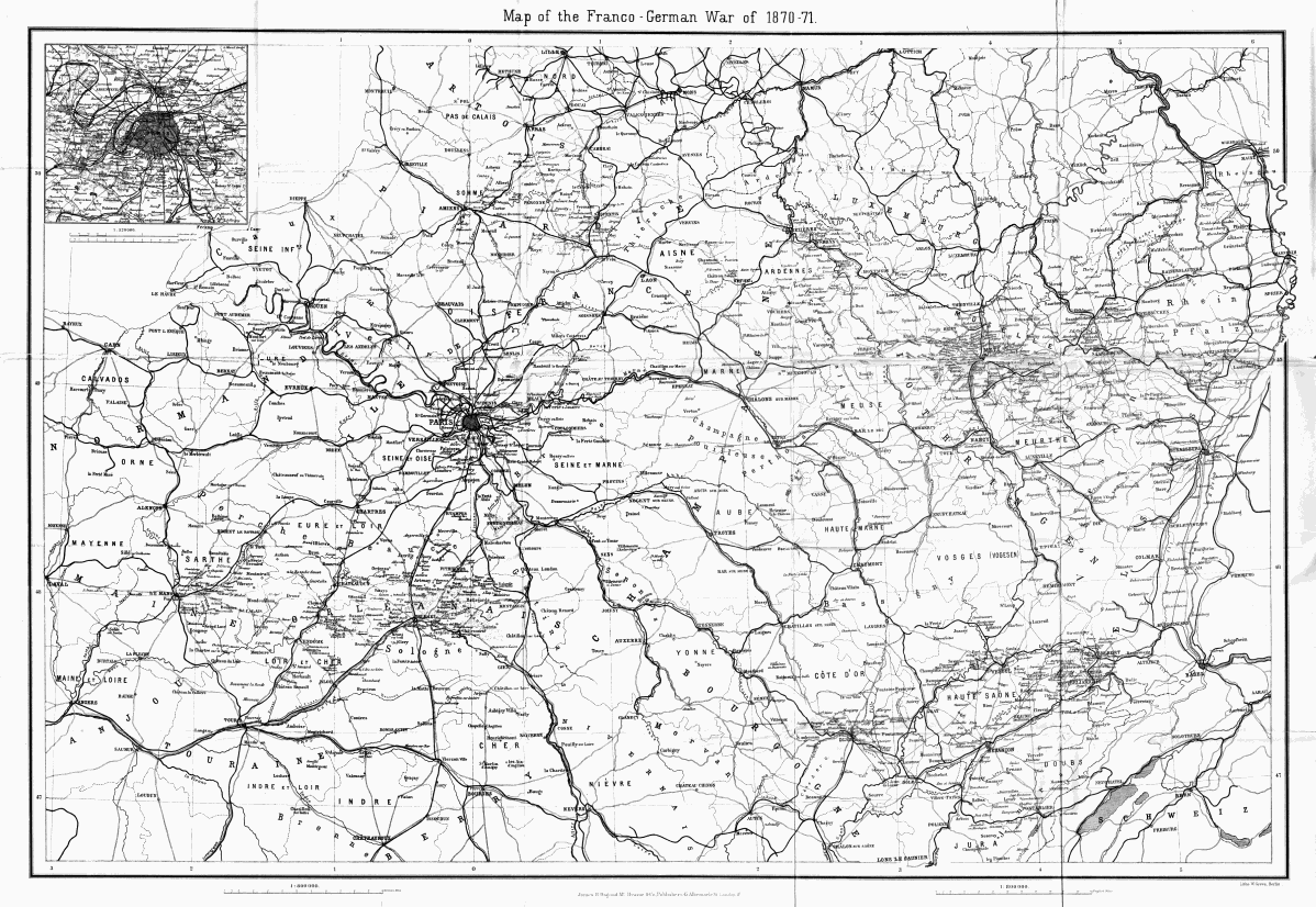 Map of the Franco-German War of 1870-71. Litho. W. Greve, Berlin. James R. Osgood, McIlvaine & Co., Publishers, 45 Albemarle St., London, W.