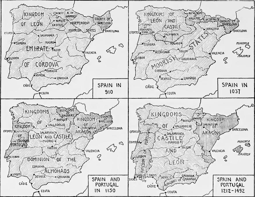 The Unification of Spain. (Based on Maps in Shepherd, W.R., Historical Atlas, pp. 82-83.).