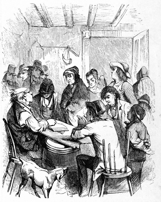 THE JUSTICE'S COURT OF PUDDLEFORD.  The testimony of Sonora Brown, the witness who "didn't know anything worth tellin' on:" and who "warn't used to lawsuits, and didn't know how to swear."—Page 42.