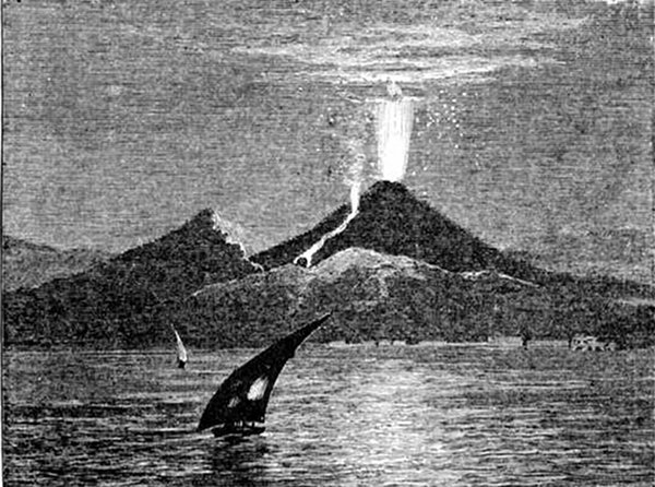 Fig. 37.  Somma. Vesuvius.  Vesuvius, as seen in eruption by the author, November 1868.