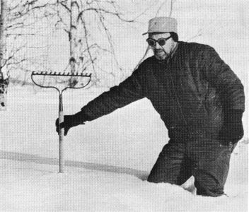 Figure 4.—During the winter of 1968-69, the snow was unusually deep in the study area. (Photo courtesy of L. D. Frenzel.)