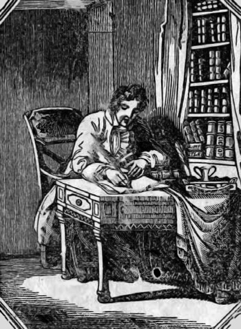 A man writing at his desk