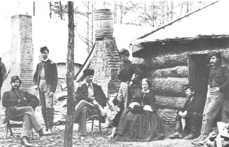 Log cabins often replaced tents during the winter months when campaigning slackened and the armies settled down. In some camps it was not uncommon to find visiting army wives.