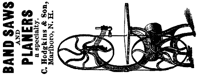 BAND SAWS AND PLANERS a specialty. - C. Hodgkins & Son, Marlboro, N. H.