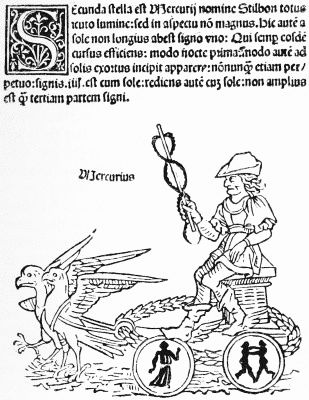 Woodcut of mercury from the Hyginus of 1482.