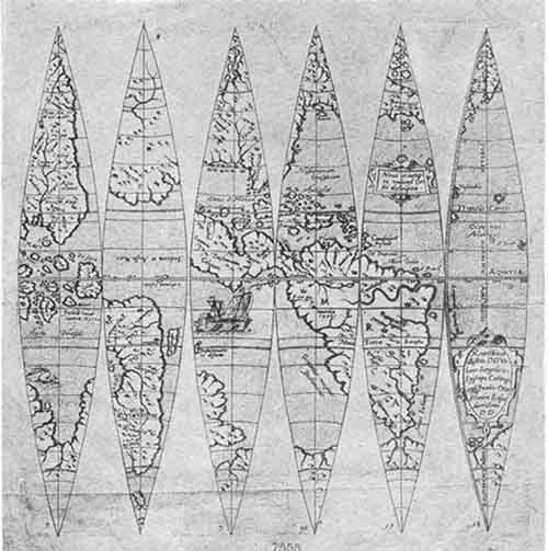 Terrestrial Globe Gores by Johannes Oterschaden, ca. 1675.