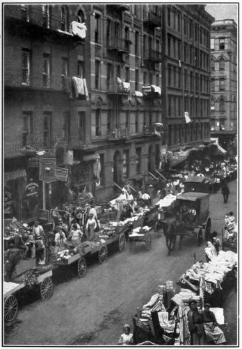 THE GHETTO OF THE NEW WORLD.  East of the Bowery in New York City is the heart of the largest Jewish community in the world. Sidewalks, street signs, language, all indicate the process of development.