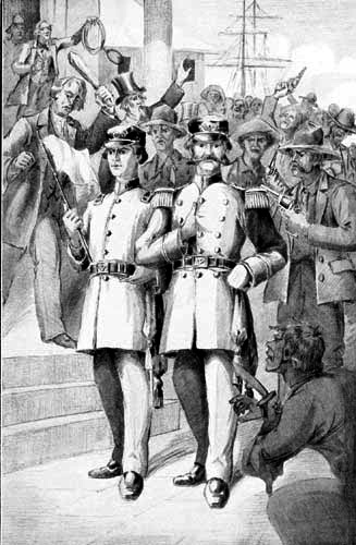 Captain Bailey and Midshipman Read Facing the New Orleans Mob