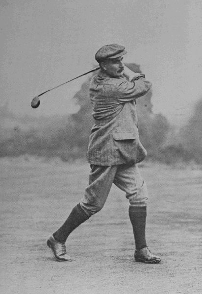 PLATE VI.  HARRY VARDON  The finish of his drive, showing how the weight goes forward on to the left foot.