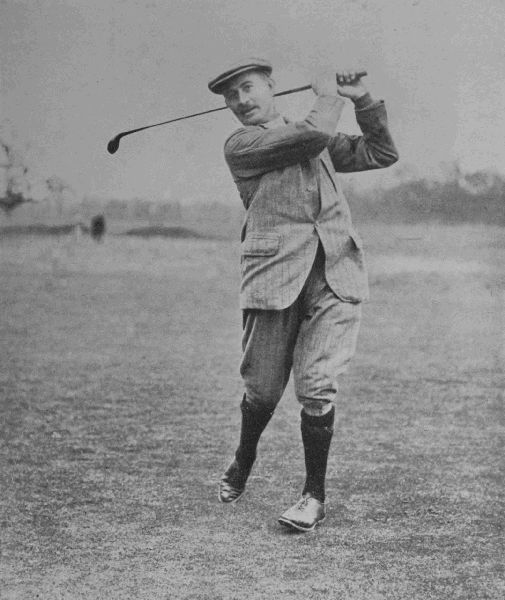 PLATE X.  HARRY VARDON  Finish of a drive, showing Vardon's perfect management of his weight.