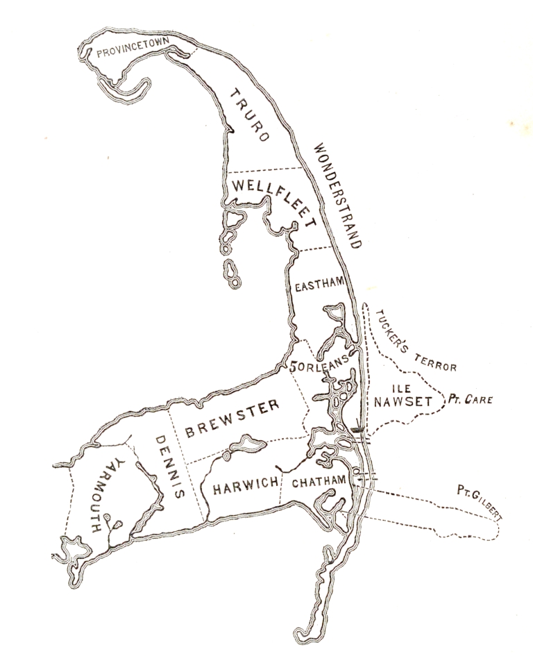 A MAP OF CAPE COD AS IT APPEARED AT THE BEGINNING OF THE 17th CENTURY.