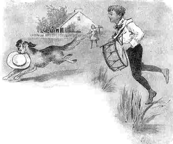 Boy With Drum  & Dog Running