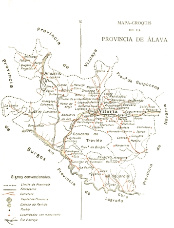 MAPA-CROQUIS DE LA PROVINCIA DE ÁLAVA SITUACIÓN DE LOS LUGARES QUE SE CITAN EN ESTA OBRA