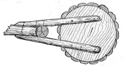 Fig. 27.—Method of Supporting End           Shelves of Flower-pot Stand at A           and B (Fig. 24).