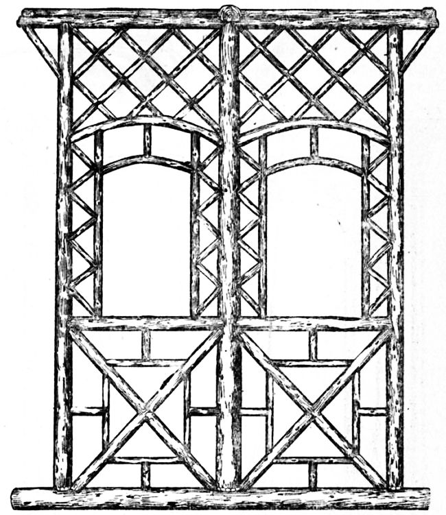 Fig. 102.—Side Elevation of Canopy for Swing     (Alternative Design).