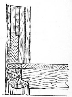 Fig. 184.—Vertical Section of Octagonal         Summer-house through Lower Part of Door and Sill.