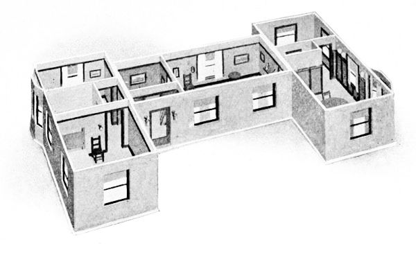 How the Three Stories are Arranged Side by Side to form a Six-room Apartment.