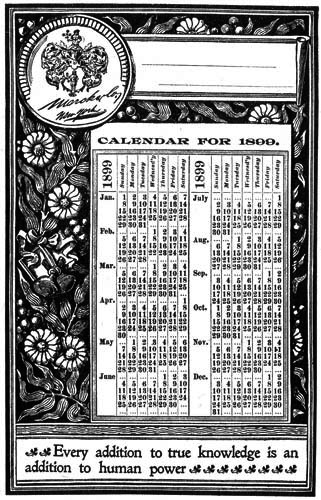 CALENDAR FOR 1899