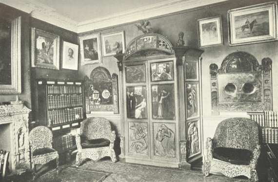 A Corner in ‘The Pines,’ showing the Painted and Carved Cabinet