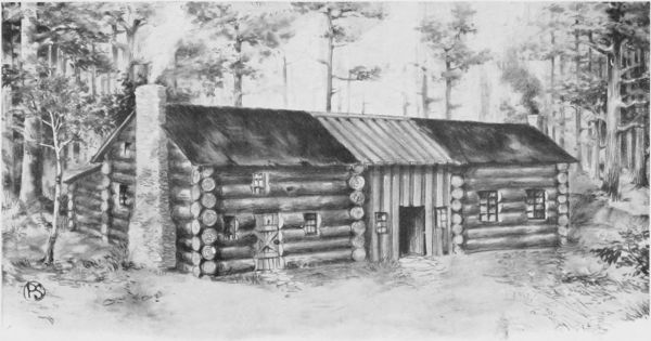 DOUBLE LOG CABIN Built by Wm. Abbe, Linn County's First  Settler