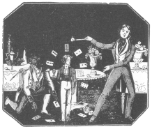 Card trick as featured by Anderson in 1836-37. From a poster in the Harry Houdini Collection.