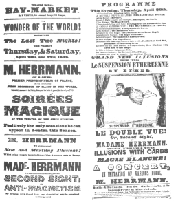 A Herrmann programme dated April, 1848, showing that Herrmann presented the inexhaustible bottle two months before Robert-Houdin appeared in London.