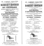 Poster used by Robert-Houdin during his first London engagement, featuring suspension. From the Harry Houdini Collection.