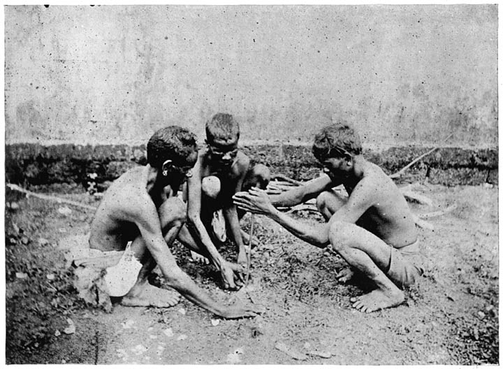 Nāyādis making fire.