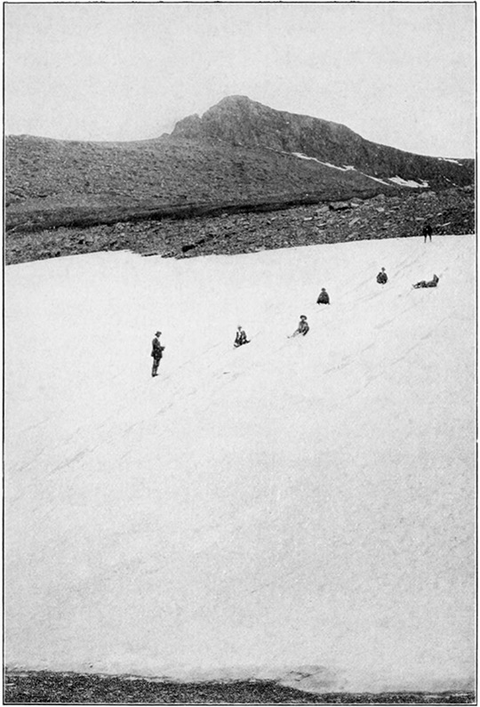 MEMBERS OF THE EATON PARTY TOBOGGANING WITHOUT TOBOGGANS