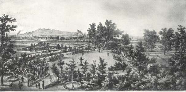 New Globe Tavern Pleasure-Grounds.  From a lithograph after H. M. Whichelo, circa 1846