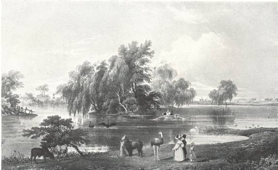 A South-East View in the Surrey Zoological Gardens.  After a lithograph published by Havell, 1832