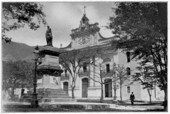 Cathedral and Plaza Caracas, Venezuela Copyright, 1901, by Detroit Photographic Co.