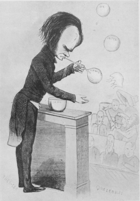 “LE CITOYEN VICTOR HUGO JOUANT AU CONGRÈS DE LA PAIX.”  Political caricature, 1849.