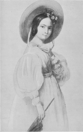 CLAIRE PRADIER AT FIFTEEN.  From an unpublished drawing by Pradier.