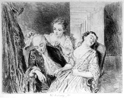 Scene illustrating Cibber's Careless Husband. After the picture by Philip Mercier.