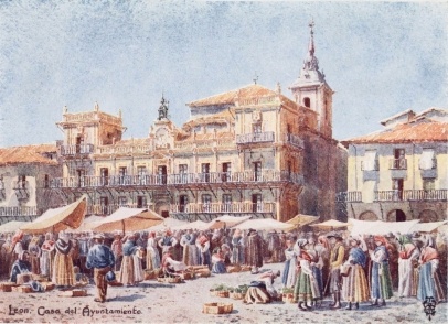 LEON  The Market Place, and Casa del Ayuntamiento.