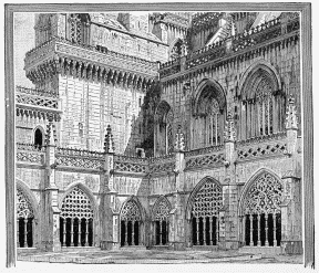 TWO SIDES OF THE ROYAL CHAPEL OF THE MONASTERY OF BATALHA. (PRESENT STATE.)