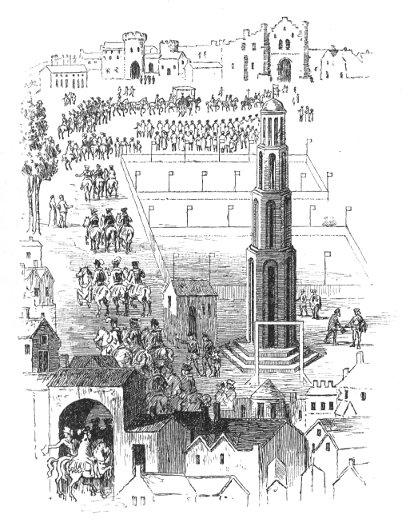 THE STRAND (1547), WITH THE STRAND CROSS, COVENT GARDEN, AND THE PROCESSION OF EDWARD VI. TO HIS CORONATION AT WESTMINSTER