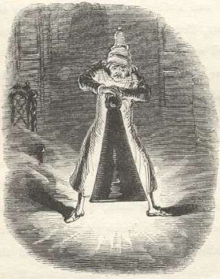 Scrooge Extinguishes the First of the Three Spirits