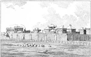 COLDBATH FIELDS PRISON IN 1814.  (From a Drawing in the Crace Collection.)