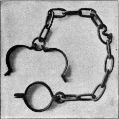 LEG IRONS WORN BY RUSSIAN CONVICTS.  (In Possession of H. de Windt, Esq.)